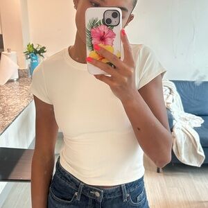 white fox “take me there ribbed baby tee”